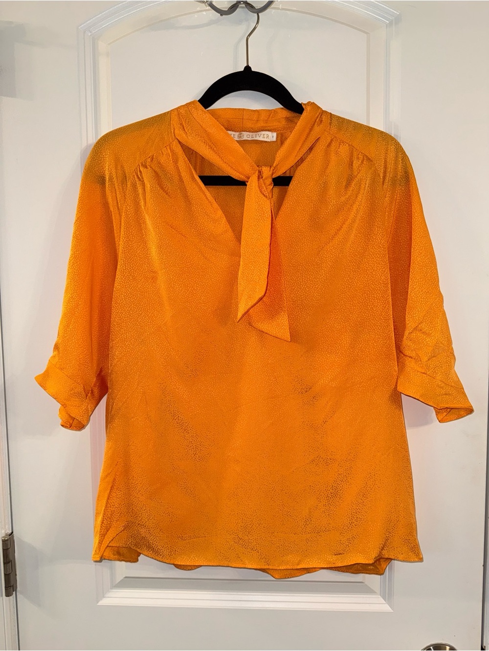 Marie Oliver Bow/ Classic Preppy Orange Blouse- (s)